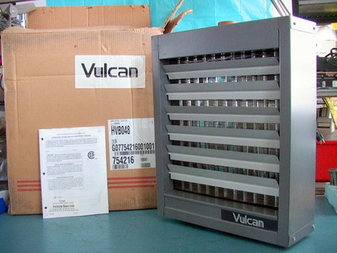 Vulcan Horizontal Air Heater Steam/Hot Water with fan 48000 btu