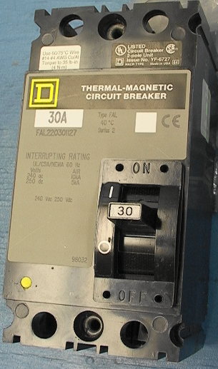 Square D Circuit Breaker 2-pole FAL 30 Amp Thermal Magnetic