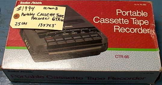 Vintage CTR-66 Radio Shack 14-1151 Portable Cassette Tape Record - Click Image to Close