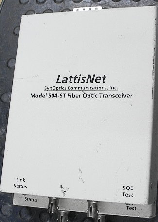 Pair of LattisNet 504-ST Fiber Optic Transciever by SynOptics