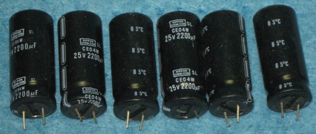 Lot of Twelve Nippon ChemiCon 25V 2200uf Electrolytic Capacitor