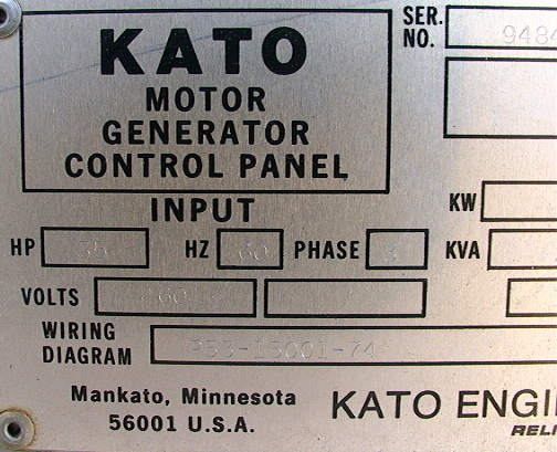 20KW KATO Engineering Motor Generator Clean Power Unit  