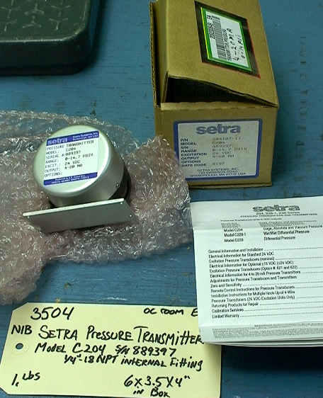NIB Setra C204 Pressure Transmitter With Documentation