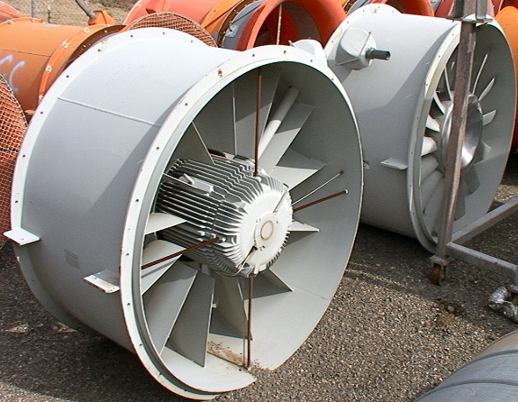 90 hp 66" diameter 85,000 cfm adjustable pitch tube-axial fan