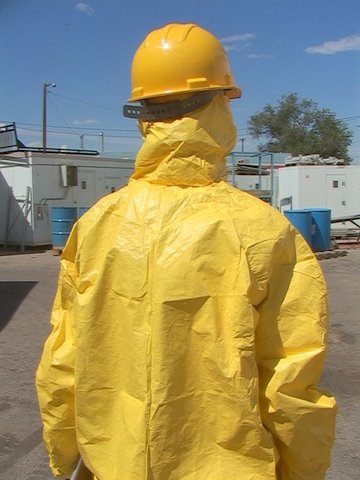 12 Hooded Yellow Hazmat type bunny jump suit coveralls  