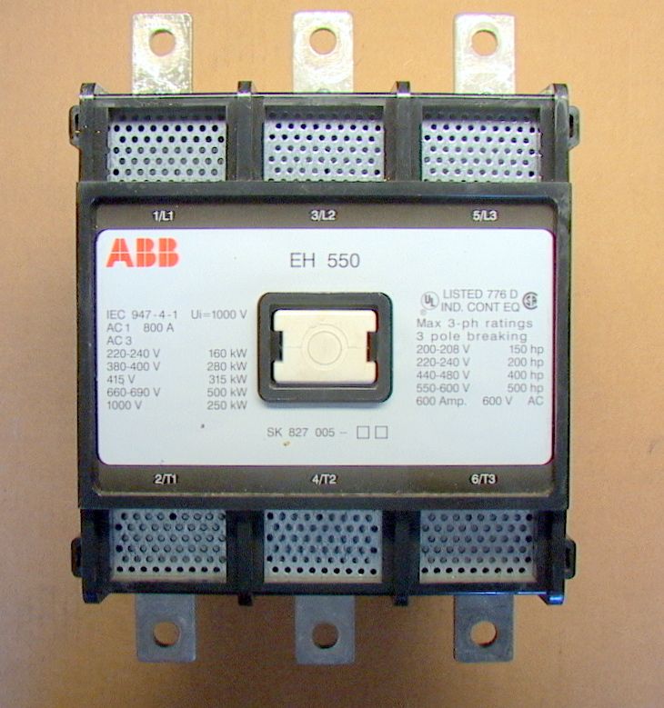 ABB EH 550 800 amp 500 KW & horsepower contactor relay