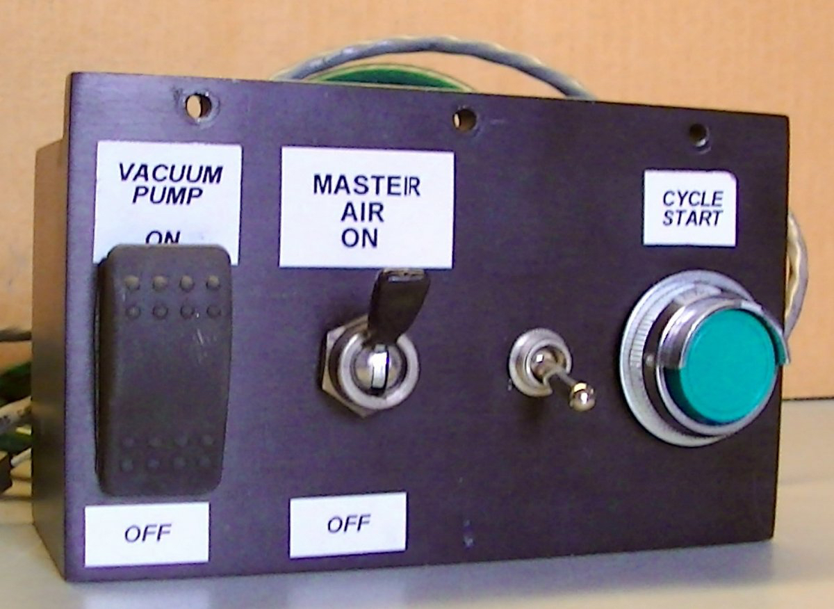 Solid Al Machined Control box panel 2 on/off electrical, air & m
