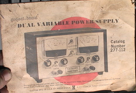 Vintage Radio Shack Dual Variable Power Supply Manual
