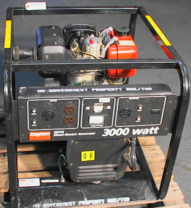 Portable Diesel Generator 3000 Watt Dayton 3ZC06B - Click Image to Close