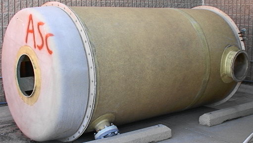 5'by9' fiberglass chemical strainer tank open one end