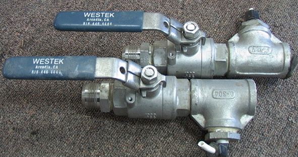 Pair Of WESTEK 1 Inch Stainless Steel Ball Valves And Fittings