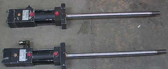 Two (2) PFA husky long-shaft/rod air or hydraulic cylinders with - Click Image to Close