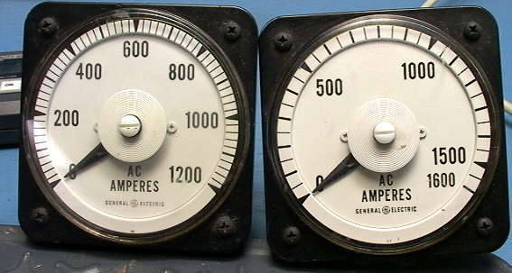 General Electric AC Amperage Analog Meters Up To 1200A Or 1600A