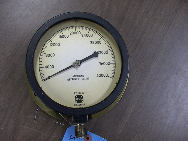 6" American Instrument 40,000 psi brass dial pressure gauge - Click Image to Close