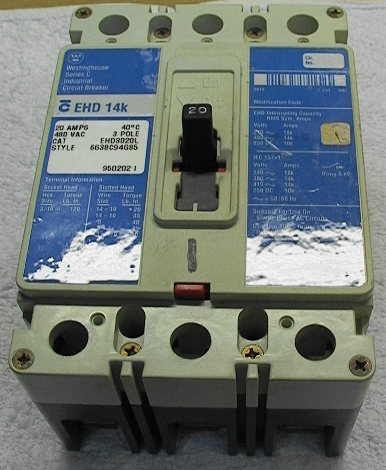 Westinghouse Series C Industrial Circuit Breaker EHD 14k 20 Amps