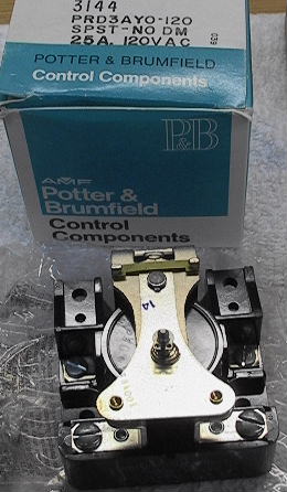 NIB Potter & Brumfield 3144 PRD3AYO 120V SPST 25A Relay - Click Image to Close
